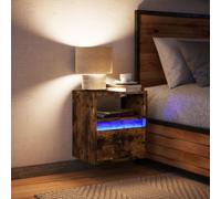 Wall-mounted Bedside Cabinet with LED Lights, Floating Nightstand Bed Side Table