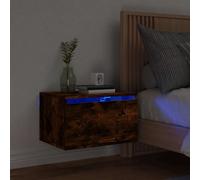 (smoked oak, 1 pcs) vidaXL Wall-mounted Bedside Cabinets with LED Lights Nightstand Wall Units