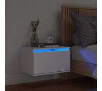 Wall-mounted Bedside Cabinet with LED Lights Side Table Engineered Wood vidaXL