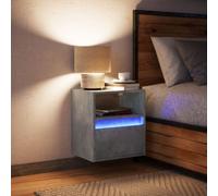 Wall-mounted Bedside Cabinet with LED Lights, Floating Nightstand Bed Side Table