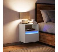 Wall-mounted Bedside Cabinet with LED Lights, Floating Nightstand Bed Side Table