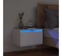 Wall-mounted Bedside Cabinet with LED Lights Side Table Nightstand White vidaXL