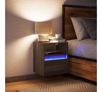 Wall-mounted Bedside Cabinet with LED Lights, Floating Nightstand Bed Side Table