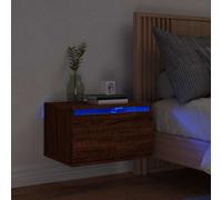 (brown oak, 1 pcs) vidaXL Wall-mounted Bedside Cabinets with LED Lights Nightstand Wall Units