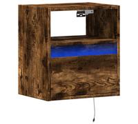 Wall-mounted Bedside Cabinet with LED Lights Floating Shelf Smoked Oak vidaXL