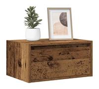Wall-mounted Bedside Cabinet with LED Lights Old Wood