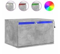 Wall-mounted Bedside Cabinet with LED Lights Side Table Engineered Wood vidaXL