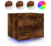 (smoked oak, 1 pcs) vidaXL Wall-mounted Bedside Cabinets with LED Lights Nightstand Wall Units