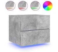 Wall-Mounted Bedside Cabinet with LED Lights Side Table Engineered Wood vidaXL