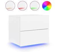 Wall-Mounted Bedside Cabinet with LED Lights Side Table Engineered Wood vidaXL