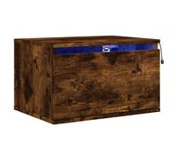 Wall-mounted Bedside Cabinet with LED Lights Side Table Engineered Wood vidaXL