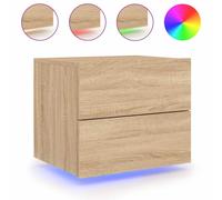 Wall-Mounted Bedside Cabinet with LED Lights Side Table Engineered Wood vidaXL