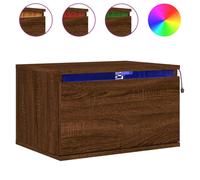 Wall-mounted Bedside Cabinet with LED Lights Side Table Engineered Wood vidaXL