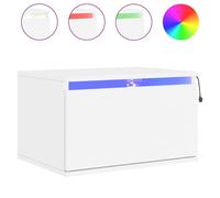 Wall-mounted Bedside Cabinet with LED Lights Side Table Engineered Wood vidaXL