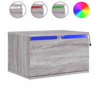 Wall-mounted Bedside Cabinet with LED Lights Side Table Engineered Wood vidaXL