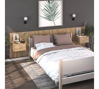 Wall-mounted Bedside Cabinets 2pc Smoked Oak 48.5x32.5x80cm Engineered Floating