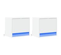 Wall-mounted Bedside Cabinets with LED Lights Bed Cabinet 2 pcs White vidaXL