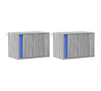 Wall-mounted Bedside Cabinets with LED Lights Bed Table Side Table vidaXL
