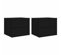 vidaXL Wall-mounted Bedside Cabinets with LED Lights 2 pcs Black