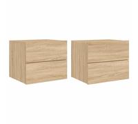 Modern 2 Pcs Wall-Mounted Bedside Cabinets with LED Lights Side Table vidaXL