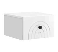 Wall-Mounted Bedside Nightstand High Gloss White 33x34.5x20cm Engineered Wood 1D