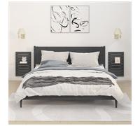 Wall-mounted bedside shelf 2pcs Grey Solid Pine 40x17.5x63cm Floating Rustic Set