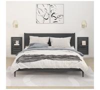 Wall-mounted bedside shelf 2pcs Grey Solid Pine 40x17.5x63cm Floating Rustic Set