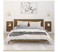 Wall-mounted Bedside Shelves 2pcs Honey Brown Solid Pine 40x17.5x63cm Adjustable