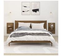 Wall-mounted Bedside Shelves Honey Brown Solid Pine Wood 40x17.5x63cm 2pc Rustic