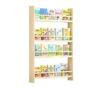 Wall Mounted Behind Door Bookshelf, 10cm Narrow Wooden Book Shelf with Raised Baffle, Rounded Corners, Ultra-Thin for Bedroom, Living Room, Classroom