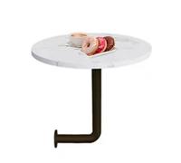 Wall Mounted Bistro Bar Table - Small Round Wood Coffee Table with Metal Base, Modern Floating Desk for Home Bar, Cafe, Restaurant
