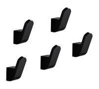 Wall-Mounted Black Aluminum Towel Hook - Perforation-Free Set of 5 for Bathroom Kitchen & Home - Durable & Stylish Storage Solution