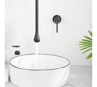 Wall Mounted Black Bathroom Faucet Single Handle Brass Sink Tap Concealed Ceiling Faucet Hot & Cold Water Mixer for Modern Bathroom Sink