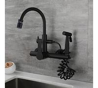 Wall Mounted Black Kitchen Faucet with Pull-Down Spray - Single Handle Sink Tap Stylish Design for Easy Use Modern Kitchen Fixtures Made in China