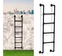 Wall Mounted Black Metal Ladder for Home Loft, Loads 330lbs Basement Window Well Egress Ladder, Iron Attic Bunk Bed Ladder, Emergency Fire Climbing Ladder - Customizable Size(155cm/61in)