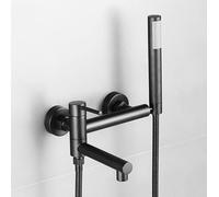 Wall Mounted Black Shower Mixer Tap - 90° Swivel Single Lever with Shower Head & Hose Set - Modern Bathroom Fixture for Ultimate Bathing Experience
