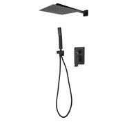 Wall-Mounted Black Shower System, Dual-Mode Rainfall & Handheld Showerhead, Easy Installat, tatic Control for Ultimate t and Sle