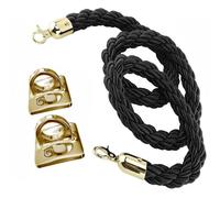 Wall-Mounted Black Twisted Rope Barrier with Hooks - 2.7m VIP Queue Divider for Crowd Control, Event & Venue Management, Durable & Stylish Hanging Kit