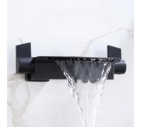 Wall Mounted Black Waterfall Bath Faucet - Hot & Cold Brass Bath Mixer Tap for Modern Bathtubs - Stylish Bathroom Sink Tap with Sleek Design