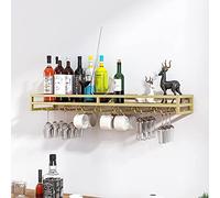 Wall-Mounted Bottle Holder, Champagne Glass Wine Glasses Stemware Holder Long Horizontal Small Bottle Holder Wine Display Rack for Bar, Cellar, Kitchen - Gold/60 * 20 * 8.5Cm