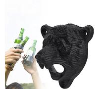 Wall Mounted Bottle Opener Bear Shape Bottle Opener Cast Iron Black Bear Head Coke Beverage Cap Wall Hanging Openning Tool for Kitchen Bar