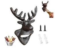 Wall Mounted Bottle Opener, Cast Iron Cool Deer Head Bottle Opener, Beer Beverage Botle Cap Open er, Vintage Rustic Style Wall Hanging Op ener, Bar Farmhouse WallOrnament, Practical Gift