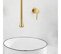 Wall Mounted Brass Bathroom Faucet Single Handle Concealed Ceiling Tap Hot & Cold Water Mixer for Bathroom Sink Elegant Gold Finish