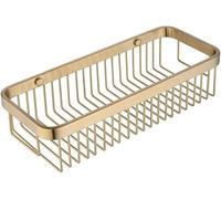 Wall Mounted Brass Brushed Finish Shampoo Conditioner Holder Shower Caddy Organizer Rectangle Bathroom Storage Basket Shelf