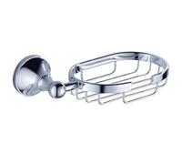 Wall Mounted Brass Chrome Soap Mesh Basket Soap Rack, Silver
