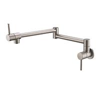 Wall-Mounted Brass Kitchen Faucet Foldable Dual Joint Rotating Swing Spout Space-Saving Cold Water Mixer Brown Finish Simple Design for Small Spaces,Brushed Nickel-A