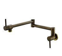 Wall-Mounted Brass Kitchen Faucet, Universal Double Handle Cold Water Tap, Telescopic Design, Ideal for Sink Filling, Copper Construction, para Cocina