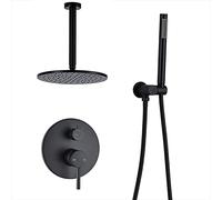Wall Mounted Brass Shower Mixer Set Complete Shower System with Handheld Shower and Rainfall Shower Head Includes Concealed Valve Body for Ultimate Luxury. LWX