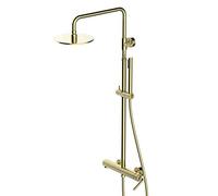Wall Mounted Brass Shower Taps Brushed Gold Bathtub Faucets Set with Handheld Shower, for Suitable Bathroom Luxury Shower Set,F