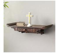 Wall-Mounted Buddha Altar Shelf, Buddha Niche, Altar Temple with Drawers & Solid Wood Hooks, Buddhist Niche Household God of Wealth Cabinet Guanyin Cabinet Ancestral Shrine,40 * 25cm/15.7 * 9.8in